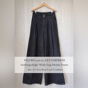 Pilcro and the Letterpress by Anthropologie Size 29 Black Wide-Leg Utility Pants